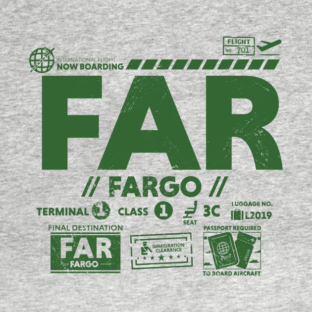 Vintage Fargo FAR Airport Code Travel Day Retro Travel Tag North Dakota Alt by Now Boarding